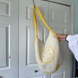 Yellow and Cream Smiley Face Tote Bag